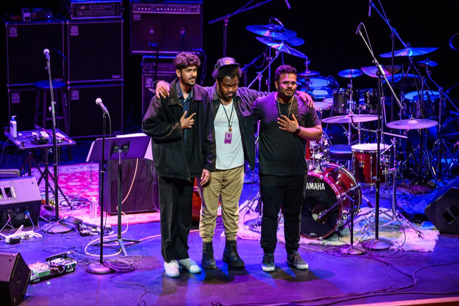 Varad taking a bow on stage with his trio